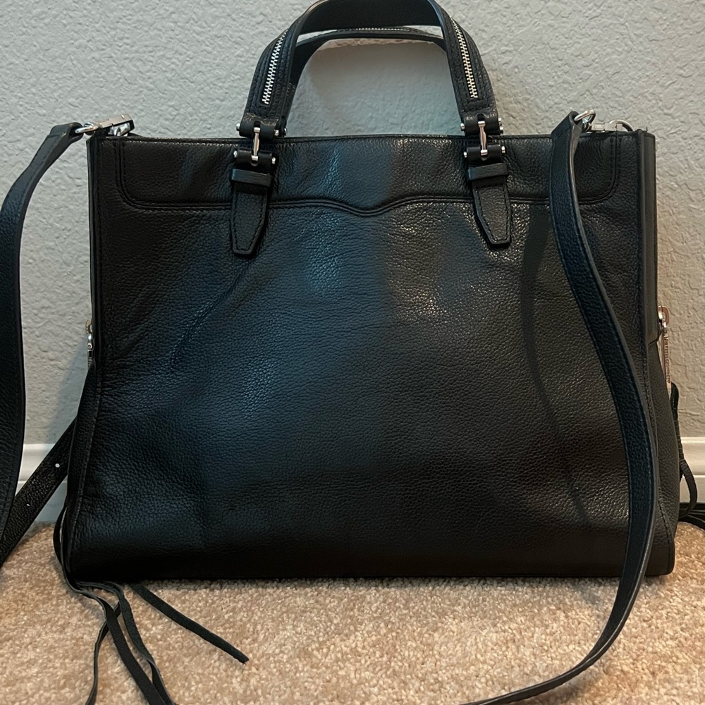 Rebecca Minkoff Classic Black Leather Satchel with Crossbody Strap